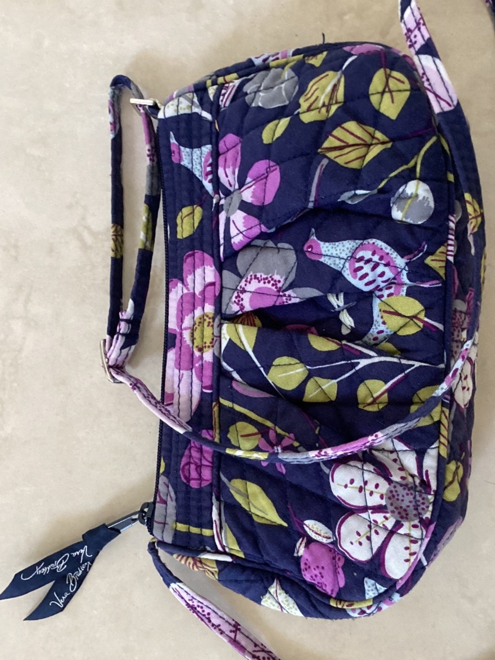 Vera Bradley Small Crossbody/Shoulder Bag Purse Floral Nightingale Bird Print